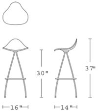 H 37; W 16; D 14; Seat H 30;