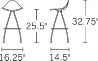 H 33; W 16; D 14; Seat H 26;
