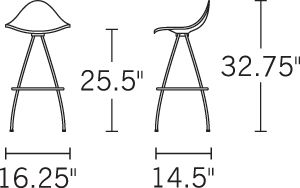 H 33; W 16; D 14; Seat H 26;