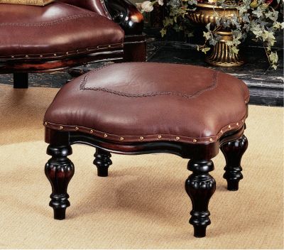 Victorian Rococo Leather Ottoman