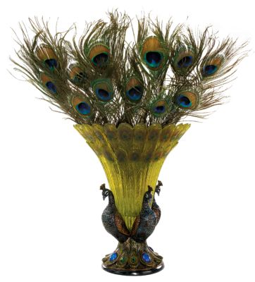 Grand Plumage Peacock Crystalline Vase