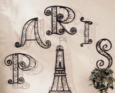 Paris French Metal Wall Sculpture<BR>(Set of Five Letters)