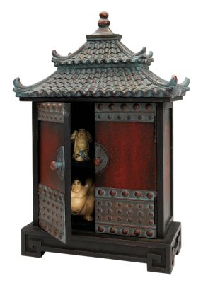 Authentic Asian Pagoda Wood Chest