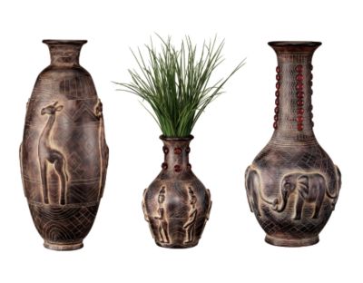 Abuja Ceramic Urns<br>(Set Includes: Giraffes, Elephants & Water Bearers)