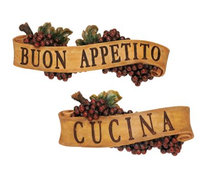 Abbondanza Sculptural Wall Plaque Collection <br>(Set Includes: Buon Appetito & Cucina)