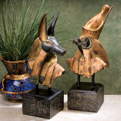 Gods of Ancient Egypt Sculptures: Anubis and Horus