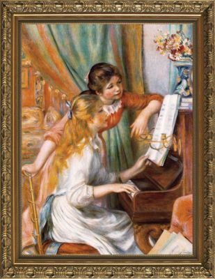 Two Young Girls at Piano Classic Art
