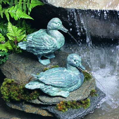 Paddleduck Pair Bronze Garden Sculptures - Set of Two