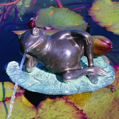 Lazy Frog on Lily Pad Bronze Garden Statue