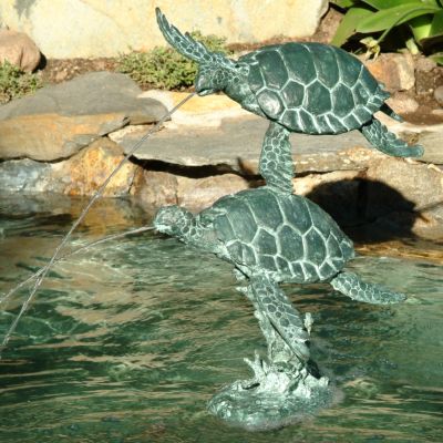 Sea Turtles Bronze Garden Sculpture