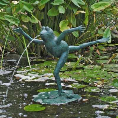 Leaping Frog Solid Bronze Garden Sculpture