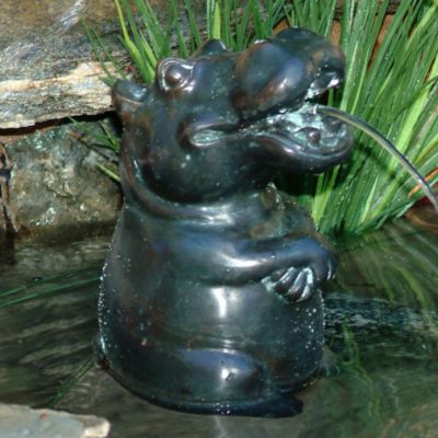 Standing Hippo Solid Bronze Garden Sculpture