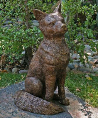 Fanciful Fox Solid Bronze Garden Sculpture
