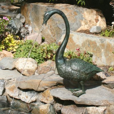 Long Neck Goose Solid Bronze Garden Sculpture