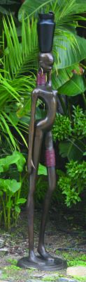 African Water Maiden Solid Bronze Garden Sculpture
