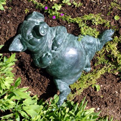 Pokey Pig Solid Bronze Garden Statue