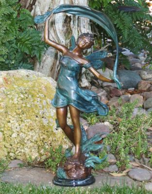 Dancing Fairy Solid Bronze Garden Statue