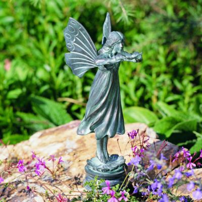 Flower Fairy Solid Bronze Garden Sculpture