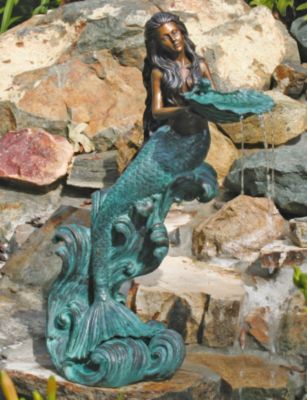 Mystical Mermaid Solid Bronze Garden Sculpture