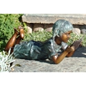 Solitude Girl Solid Bronze Garden Sculpture - Small