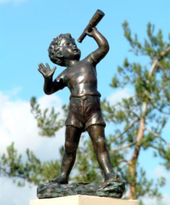 Stargazer Boy Solid Bronze Garden Statue