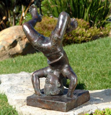 Tumbling Boy Solid Bronze Garden Sculpture