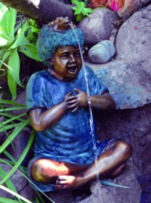 Surprise! Boy with Frog Solid Bronze Garden Statue