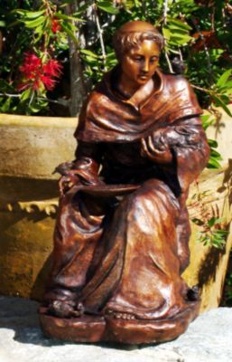 St. Francis Communing with Nature Solid Bronze Garden Sculpture - Small