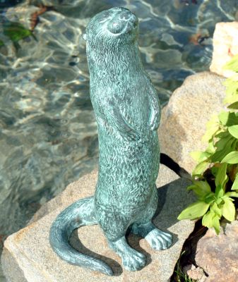 Otter Solid Bronze Garden Sculpture