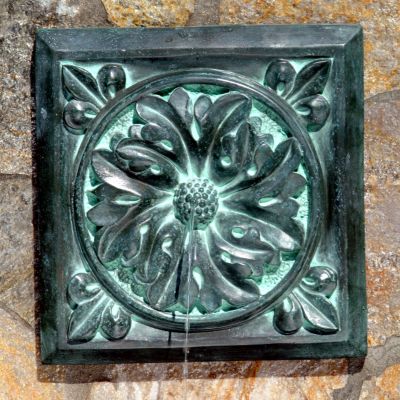 Rosette Spouting Wall Plaque Solid Bronze Garden Sculpture - Small