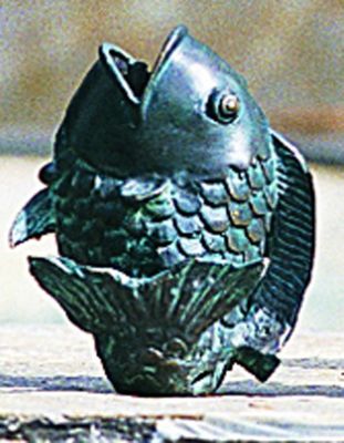 Leaping Fish Solid Bronze Garden Sculpture - Small
