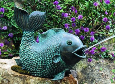 Swimming Fish Solid Bronze Garden Statue