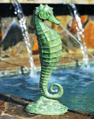 Seahorse Medium Solid Bronze Garden Statue