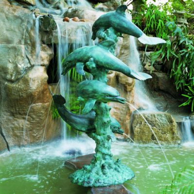 School of Dolphins Solid Bronze Garden Sculpture