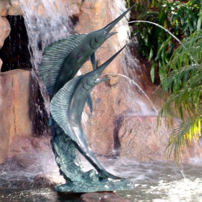 Marlins Solid Bronze Garden Statue