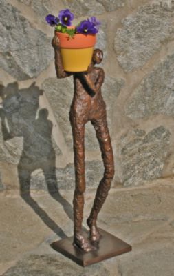 Modern Man (Urn on Shoulder) Solid Bronze Garden Sculpture