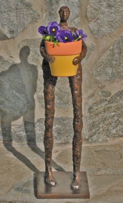 Modern Man (Urn at Chest) Solid Bronze Garden Sculpture
