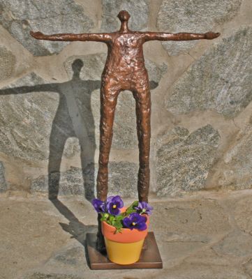 Modern Man (Arms Extended) Solid Bronze Garden Sculpture