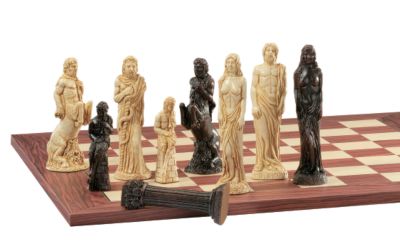 "Gods of Greek Mythology" Chess Set (Pieces and Deluxe Board)
