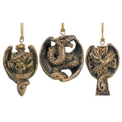 Gothic Holiday Dragon Ornament Collection - Set of Three