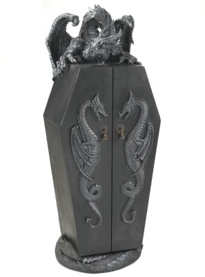 Gothic Dragon Guardian Coffin-Shaped Cabinet