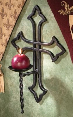 Gothic Cross Metal Wall Sconce