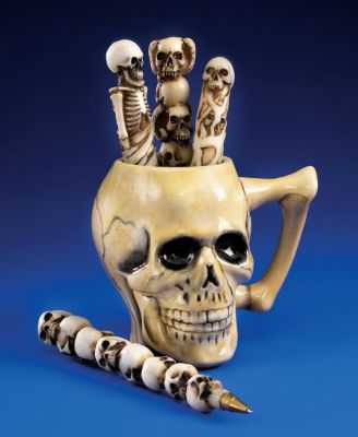 Mystic Skull Ceramic Skeleton Mug/Pen Holder - Set of 2