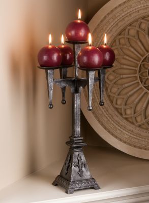 Roxwell Castle Solid Cast Metal Candelabra - Set of Two