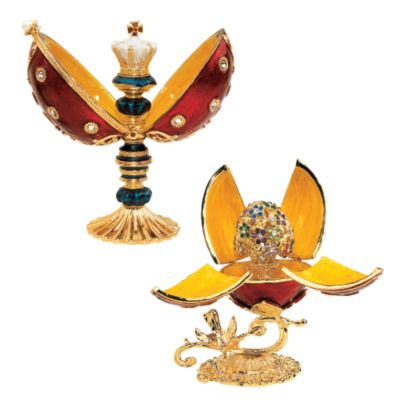 The Rouge Royal Enameled Egg Collection<br>(Set Includes: Crown & Fleur-de-Lis)