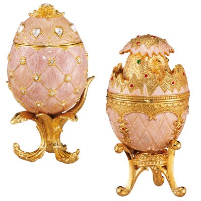 Pretty in Pink Faberge-Style Enameled Egg Collection (Set)