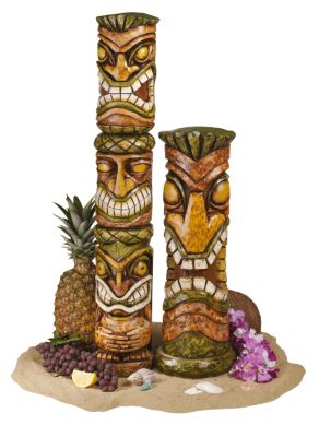 Aloha Hawaii Tiki Sculpture: Set ofTtwo