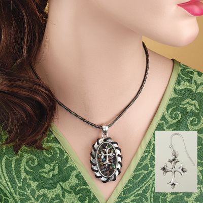 St. Killian's Celtic Cross Pendant and Earrings Ensemble