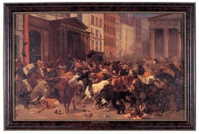 Bulls And Bears In Market Canvas Art Reproduction