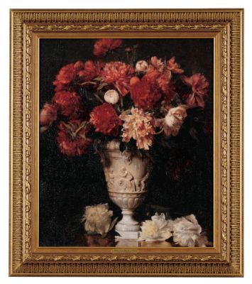 Peonies in a Vase on a Table: Classic Art Reproduction (Medium)
